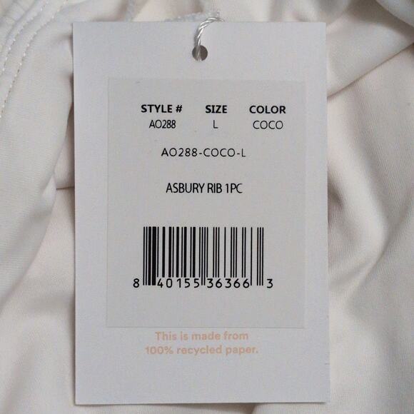 Andie Asbury Ribbed One Piece Coco High Neck Low Back Adjustable L New - Picture 10 of 10